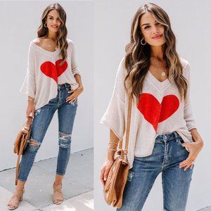 Vici Collection - Happy Heart V-Neck Knit Top